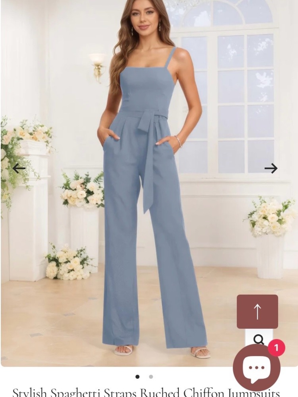 NWT POMUYOO Dusty Blue Chiffon Jumpsuit (With Pockets)